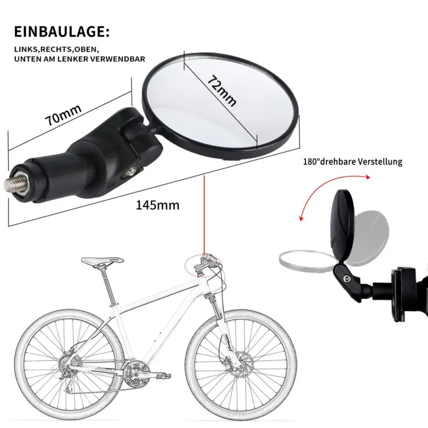 2PCS Bicycle Rearview Mirror B - огляд і ціна Mirror Extender Bar